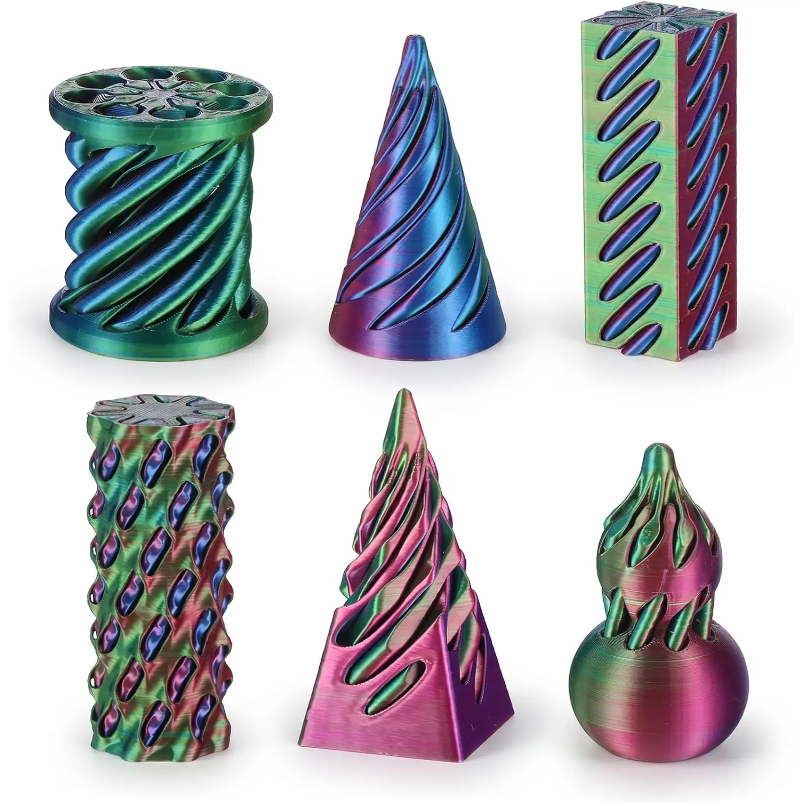 6 Pack 3D Printed Impossible Spiral Cone Ornaments, Illusion Pass-Through Pyramid Sculptures, Stress Relief Fidget Tool, Funny Desktop Decor & Novelty Gifts for Adults