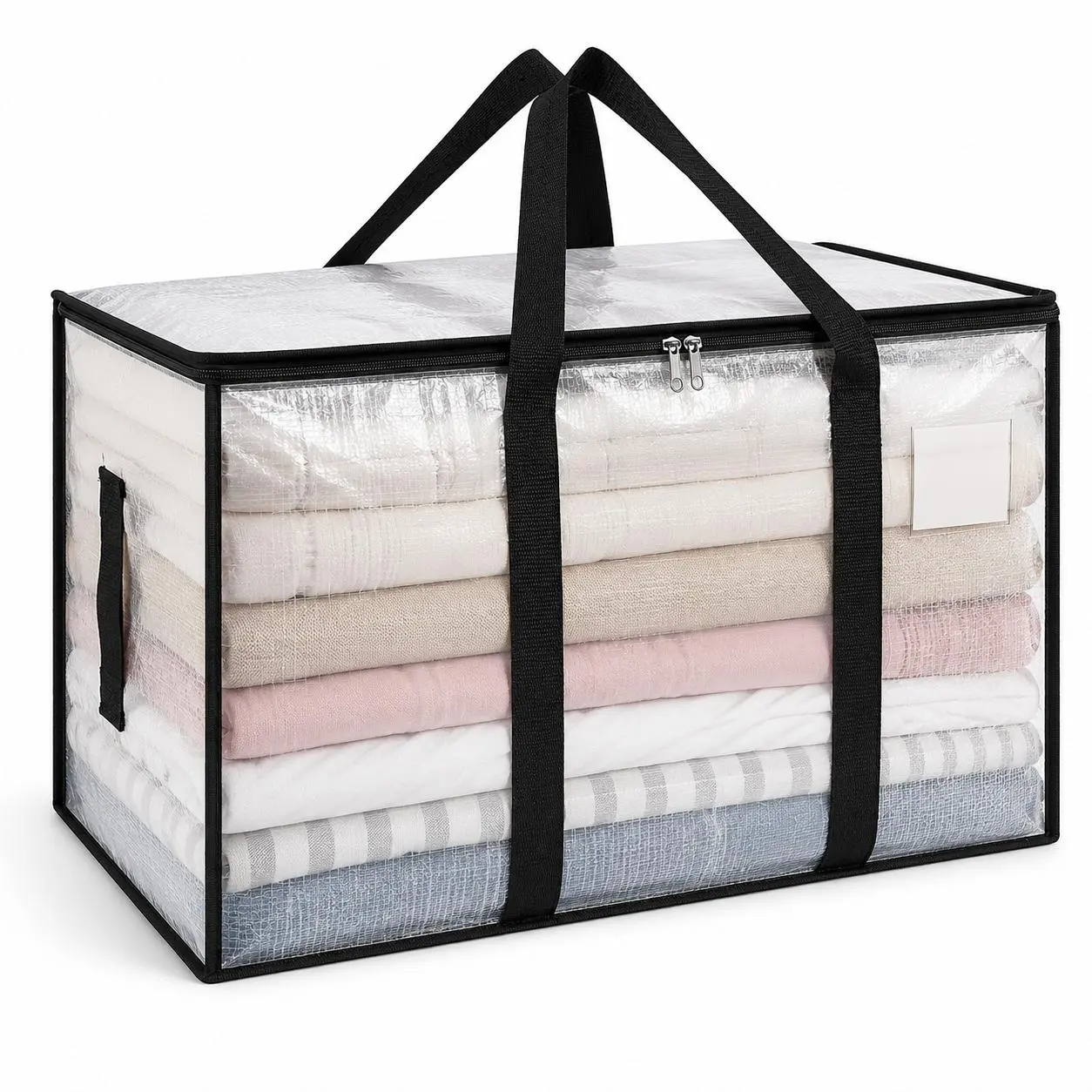 95L Large Capacity Waterproof Transparent Storage Bag with Hinged Lid, Durable Organizer for Home, Camping, Dorm, Travel & Moving