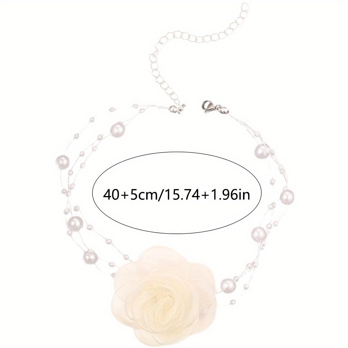 French-style romantic multi-layer faux pearl flower necklace trendy fashion accessory