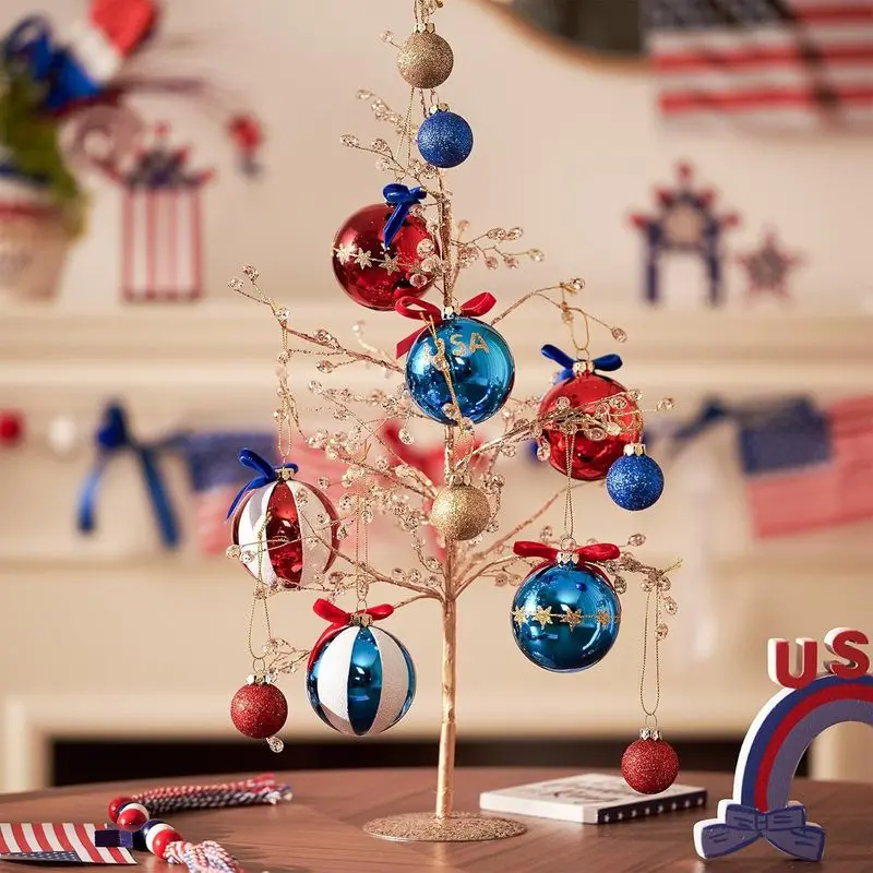 Christmas ball set decorations, holiday tree patriotic theme decorative hanging balls