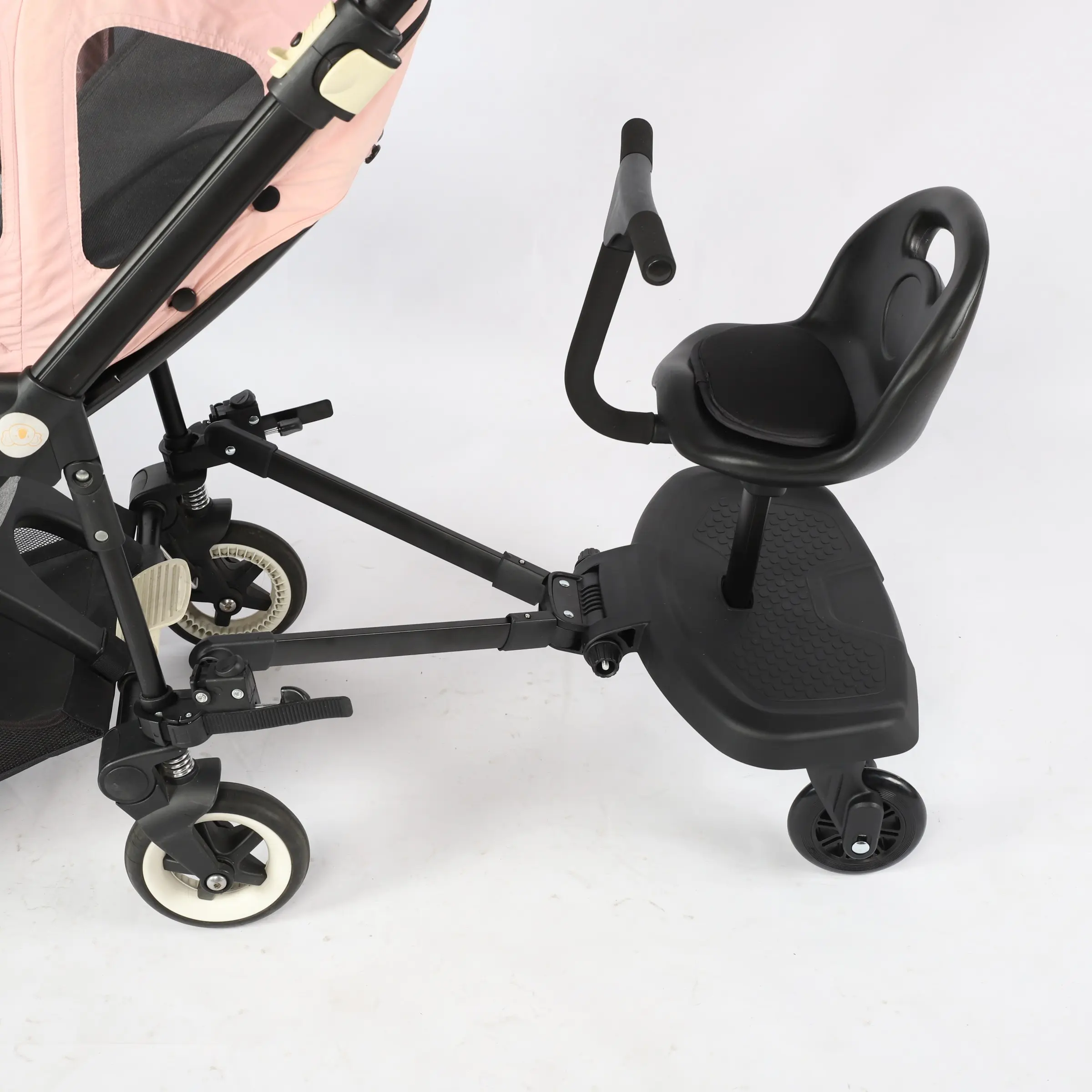 Baby Stroller Twin Seat Attachment, Adjustable Footrest for Sitting & Standing, Universal Fit for Baby Carriages, Essential Travel Accessory, Portable Stroller Attachment
