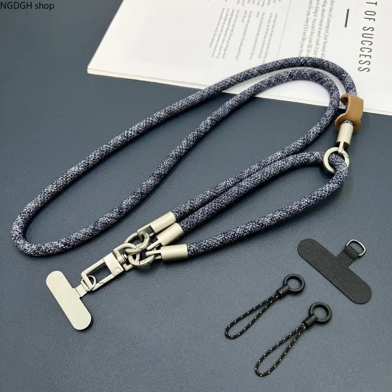 Sports & Outdoor Adjustable Woven Rope Braided Twist Crossbody Purse Strap - Leather-Metal Hook, Black/Gray/Navy, Durable Replacement Fashion Accessory for Daily Travel