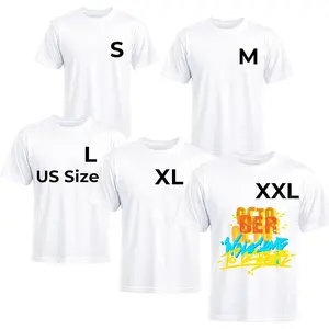 White T Shirts Polyester Bulk Sublimation Blanks Wholesale Unisex Crew Neck Short Sleeve for Heat Transfer.