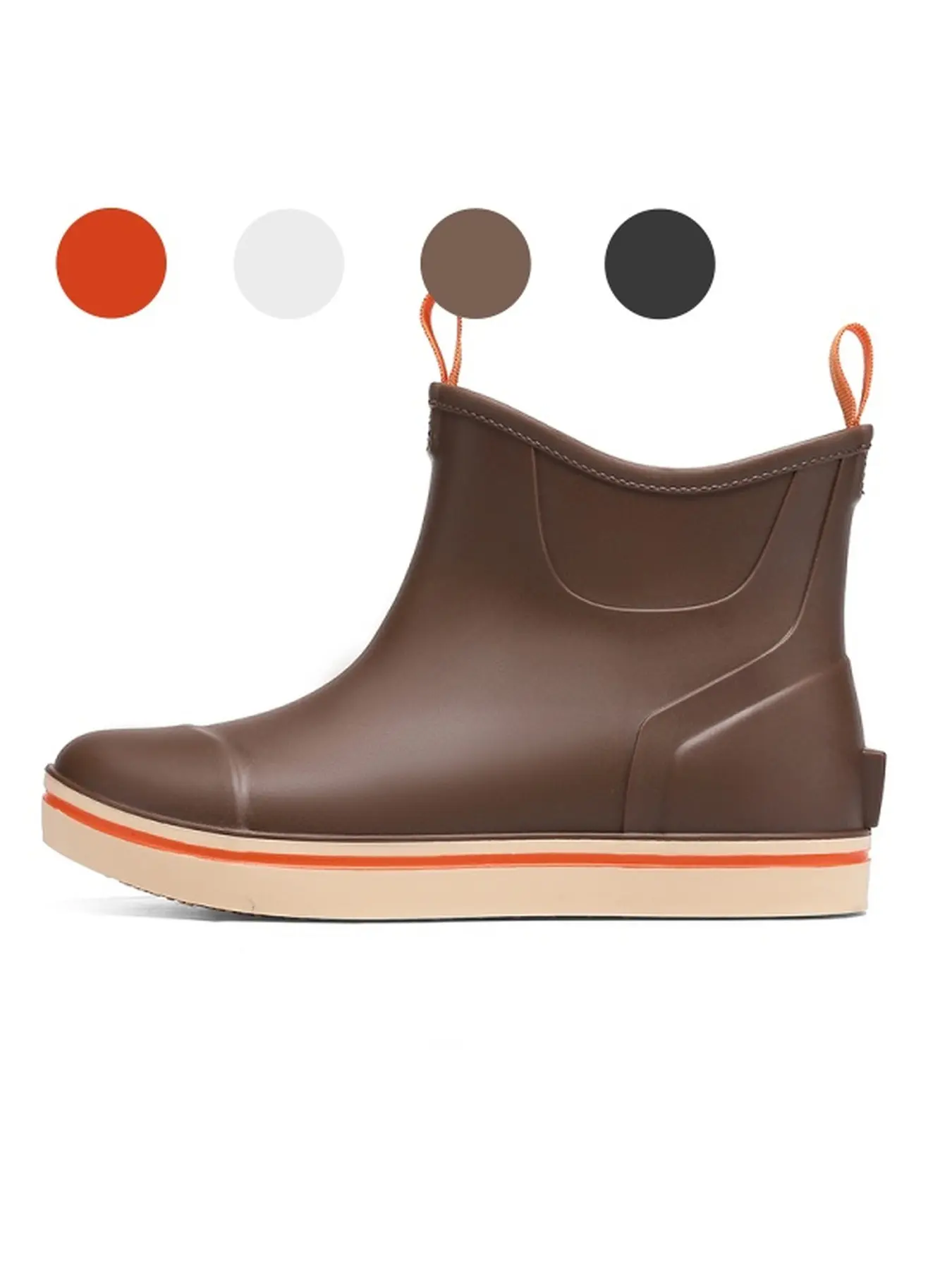 Women's Short Utility Ankle Casual Boots, Shock Absorbing Rubber Sole Waterproof Construction, Solid Color Round Toe, Pull-On Strap Casual Wear for Muddy Trails and Spring Showers