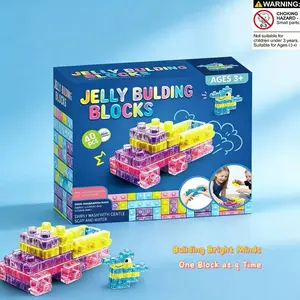 40Pcs Soft Jelly Squishy STEM Block, for 3 4 5 6 7 8 9 Year Old Boys Girls Kids Teens Non-Toxic Silicone Sensory Tactile Stacking Toy Preschool Learning Creative Construction Set Birthday Gifts 2026 Summer Mega Sale TikTok Finds