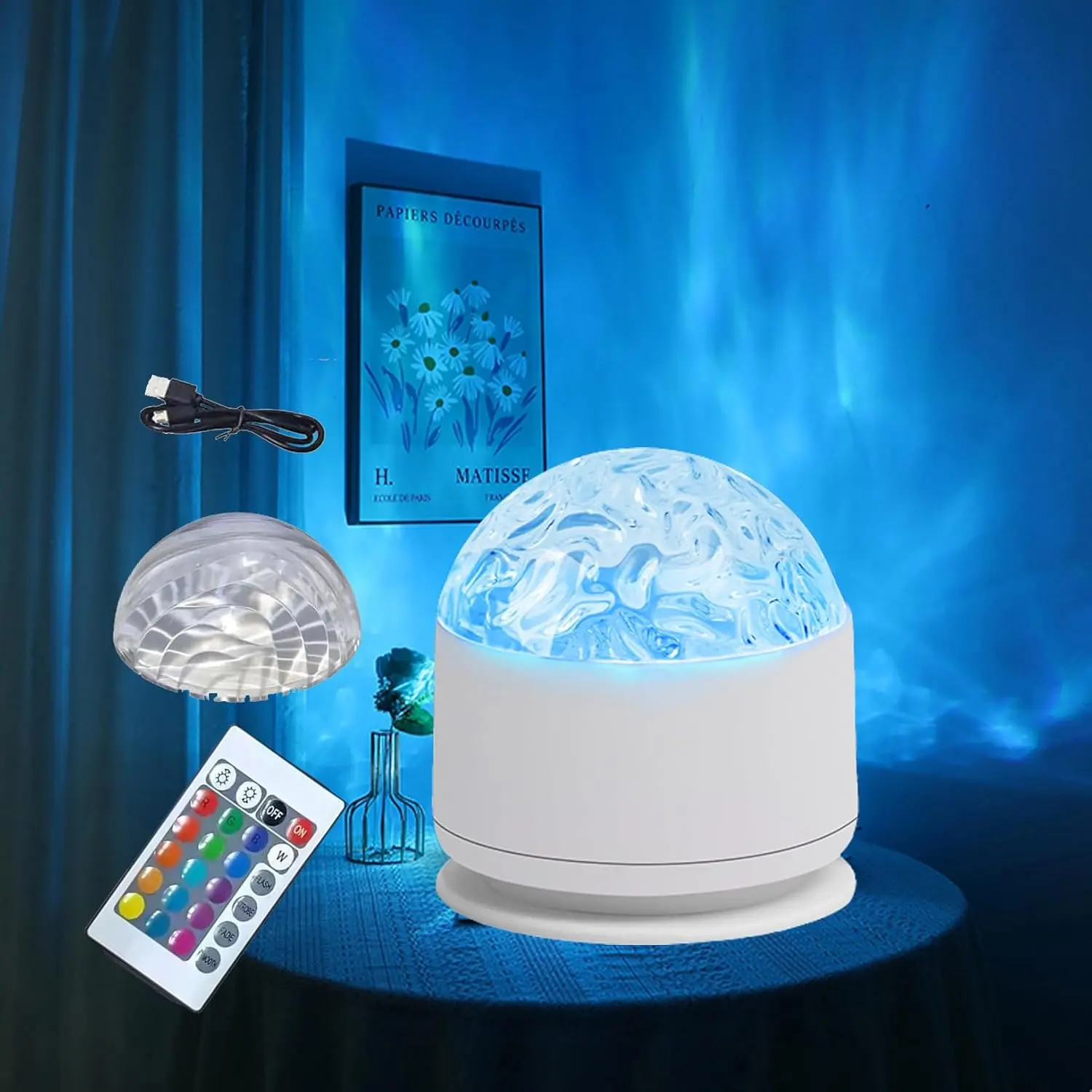 2 in 1 Galaxy Light, 16 Color Aurora Night Light Projector, Ocean Wave Projector with Remote Control, USB Plug‑in Northern Lights Projector for Bedroom Home Decor Gifts (Aurora & Wave)