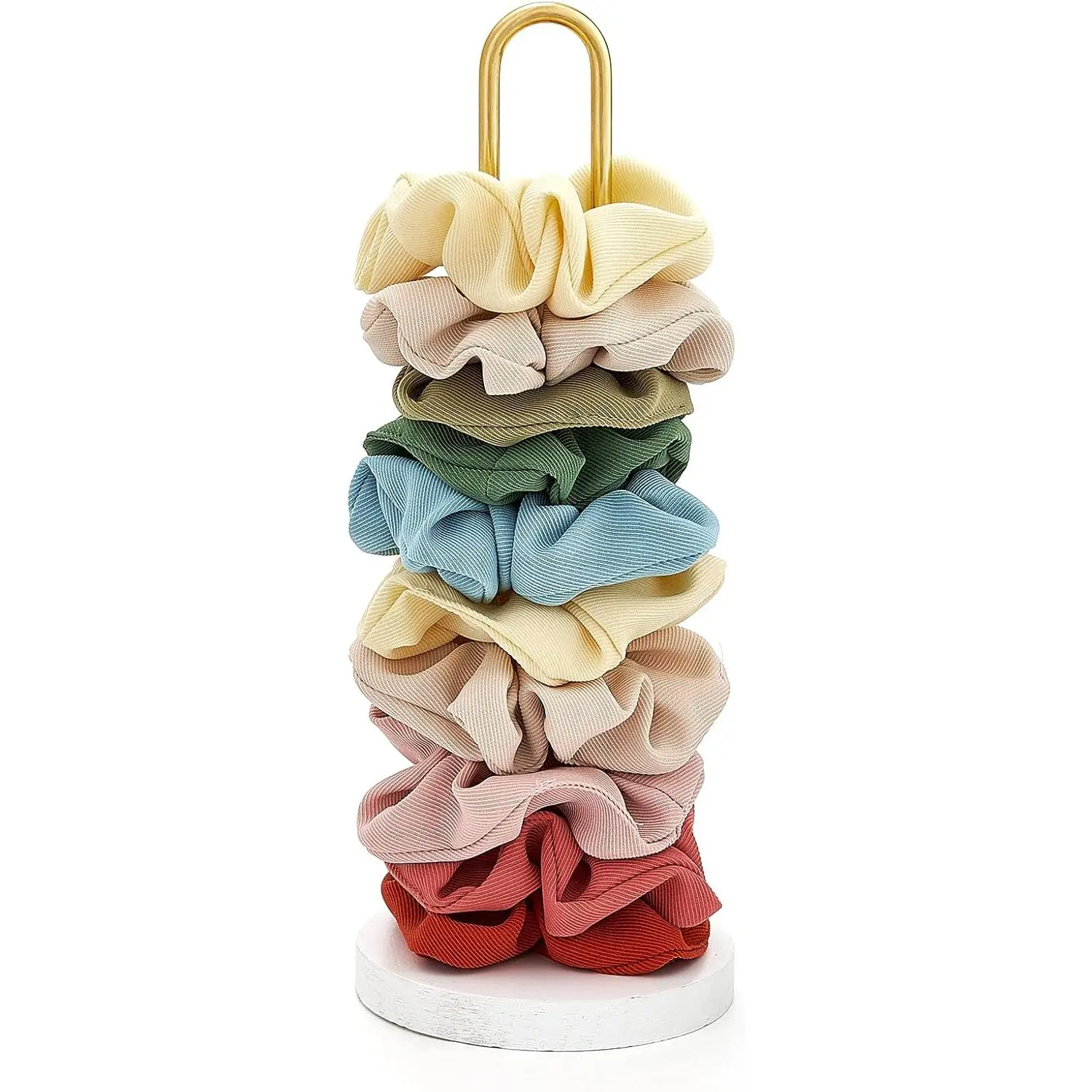 Scrunchies Holder Stand Hair Accessories Organizer Gold White Metal Scrunchies Tower Hold 25 - 35 Scrunchies Modern Vertical Hair Tie Organizer for Girls, White
