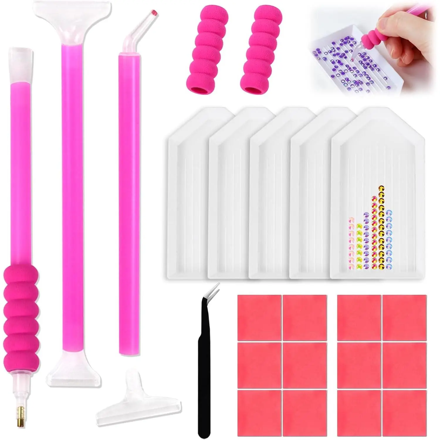 30 count Bedazzling Pen Tools Set with 5  Art Sorting Trays