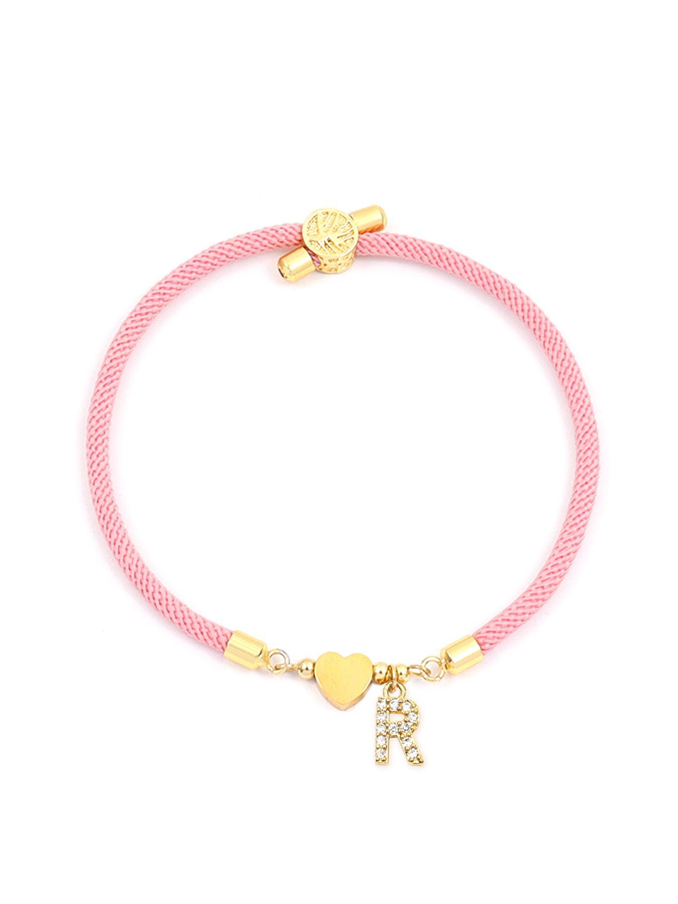 Initial Heart Charm Letter Link Bracelet, Fashion All-match Jewelry for Women, Retro Adjustable Rope Bracelet for Daily Use