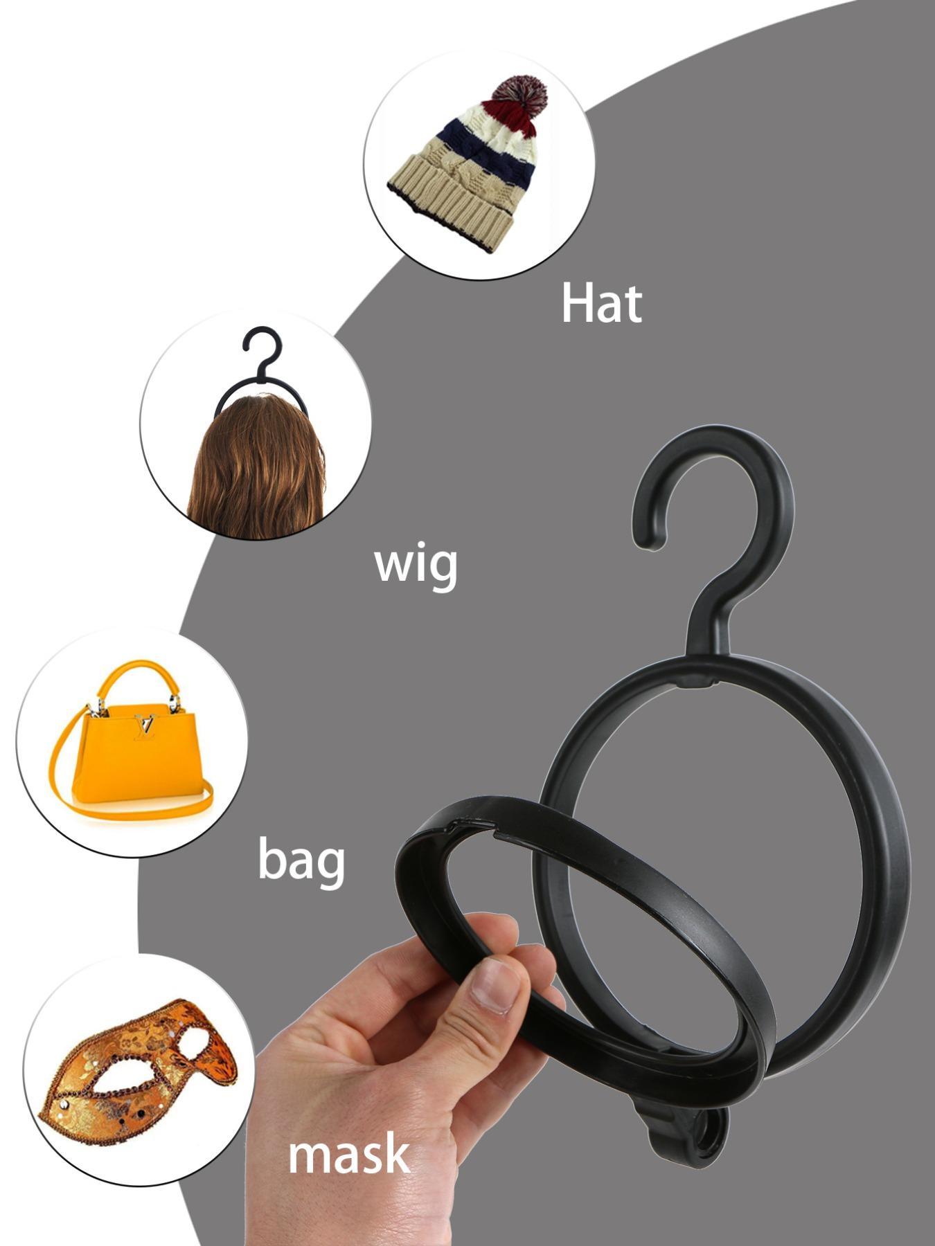 4pcs Basic Solid Color Multi-functional Hair Hooks for Women & Men, Simple Foldable & Easy Carry Wig Storage Hanger for Daily Use, Multifunctional Hanger, Door Back Shelf Hanger, Wall Mounted Hanger, Space Saving Hangers
