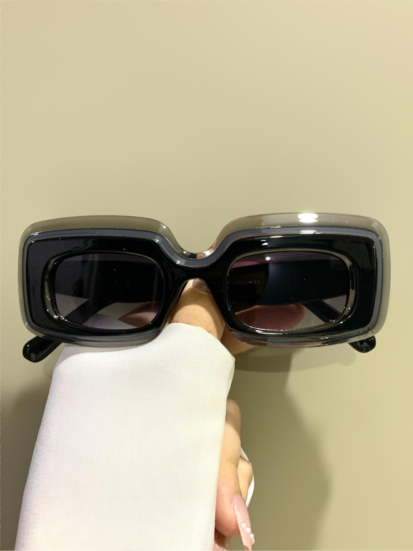 Y2K Style Rectangle Frame Glasses, Trendy Casual Glasses for Women and Men, Fashion Accessories for Everyday Use and Outdoor Activities, Trendy Beach Eyewear