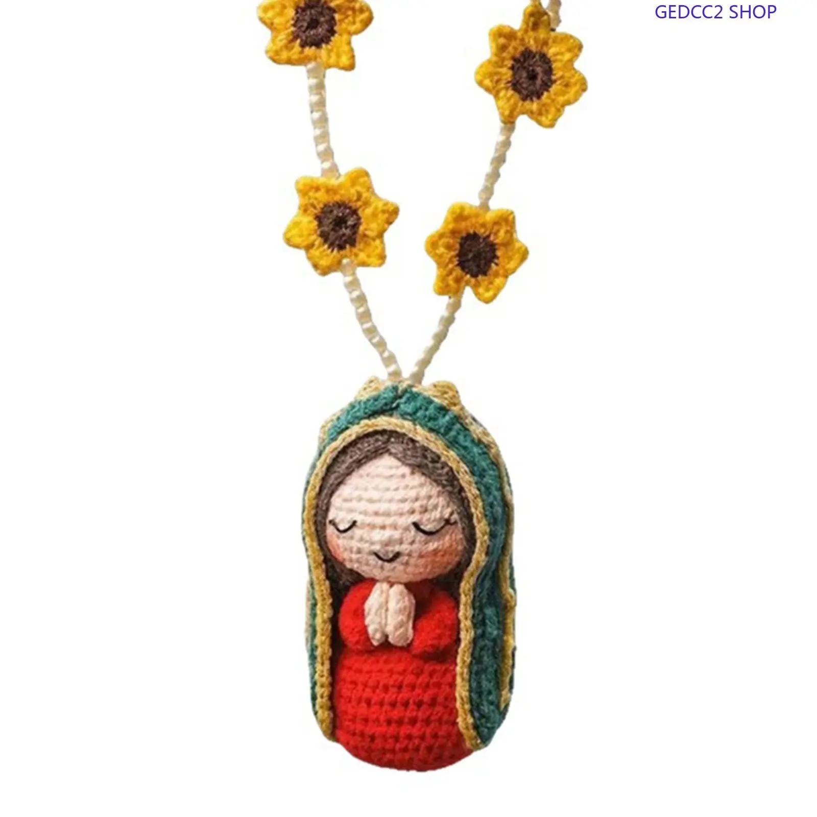 Cute Sunflower Cotton Yarn Crocheted Handmade Doll Keychain - Women's Camping Hammock Accessory, Car Hanger, Bag Charm Gift