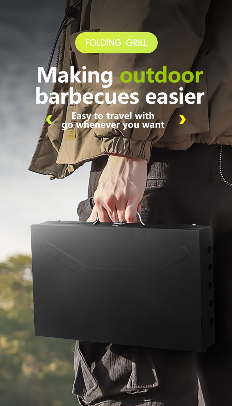 Portable Foldable Outdoor BBQ Grill with Windshield Lightweight Cast Iron for Indoor & Outdoor Use No Assembly Required Charcoal Wood Compatible Durable for Picnics Camping Backyard Cooking Travel wade  ostove