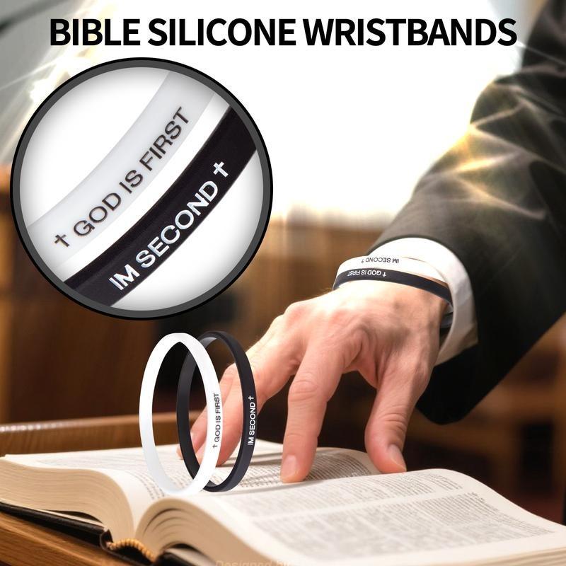 4 Pack Silicone Christian Bracelets, Interchangeable Bible Verses Wristbands for Men Women Teens, Inspirational Faith Jewelry Gift Set