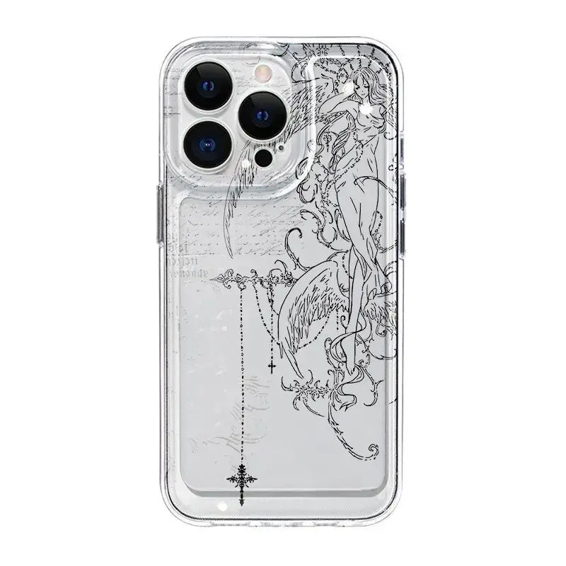 Transparent Full-Package Smartphone Case for iPhone 17/16/15/14/13/12/11 Pro Max Plus Air, Ins-Style Creative Fashion Handheld Cellphone Protection Shell, Top Fan's Halloween Gift for Devices, Casing