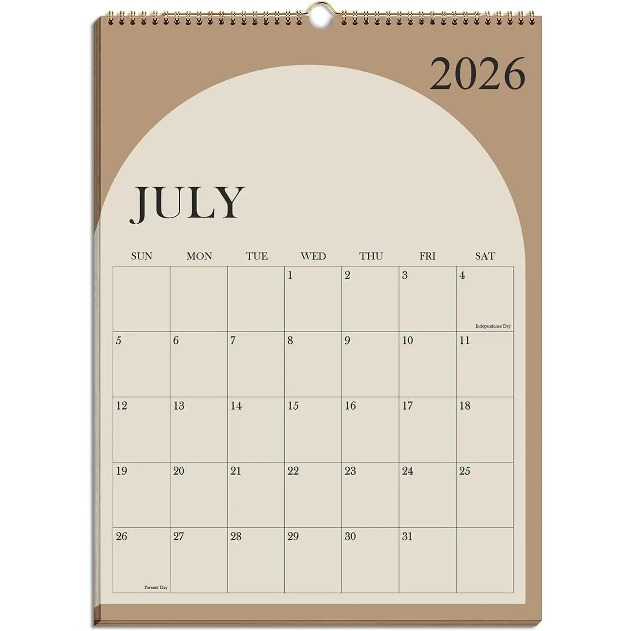 Calendar 2026-2027 - 18 Months Wall Calendar from July 2026 - December 2027, 2026-27 Wall  Calendar Planner with Thick Paper, 12" x 14.5", Beige