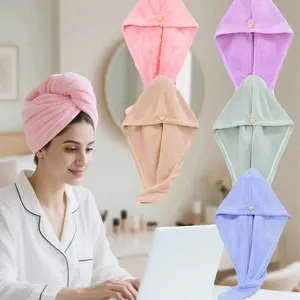 3-Pack Random Color Women's Quick-Dry Absorbent Ultra-Soft Fiber Headscarf, Coral Fleece Bath Hair Towel, Home Bathroom Decorative Hair Wrap