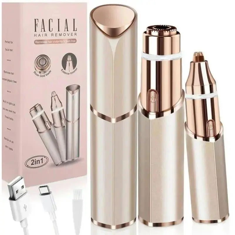 Women's 2-in-1 Flawless Hypoallergenic Electric Grooming Tool - Facial Hair Trimmer, Body Epilator, Eyebrow Trimmer, Rechargeable Waterproof Shaver with Butterfly Design & Circular Motion for Face/Legs/Body, Holiday Gift