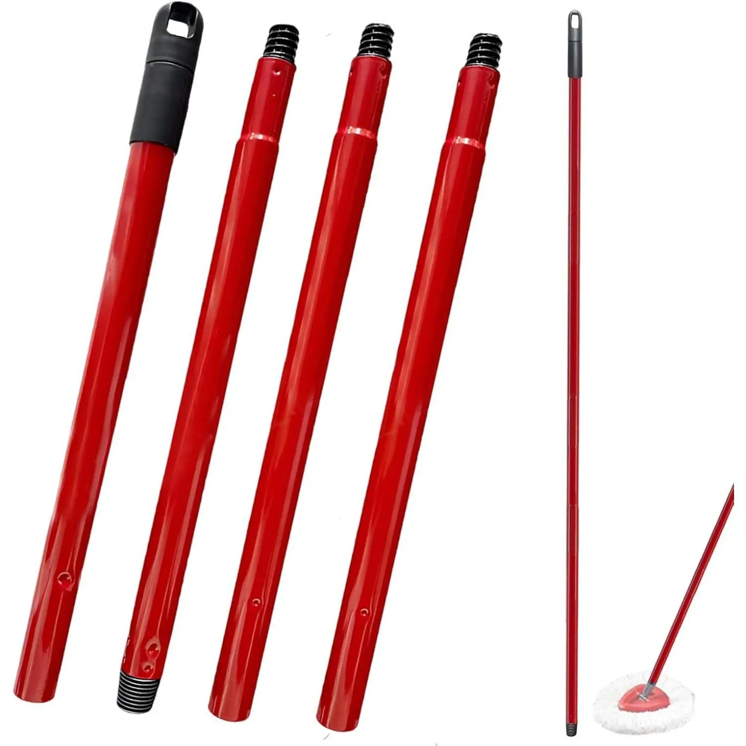 Mop Handle for Ocedar, Spin Mop Handle for O Cedar 4-Section 28.5-to-55inch Mop  Stick Compatible with Ocedar Easy Wring Mop Refills  Screw Joint