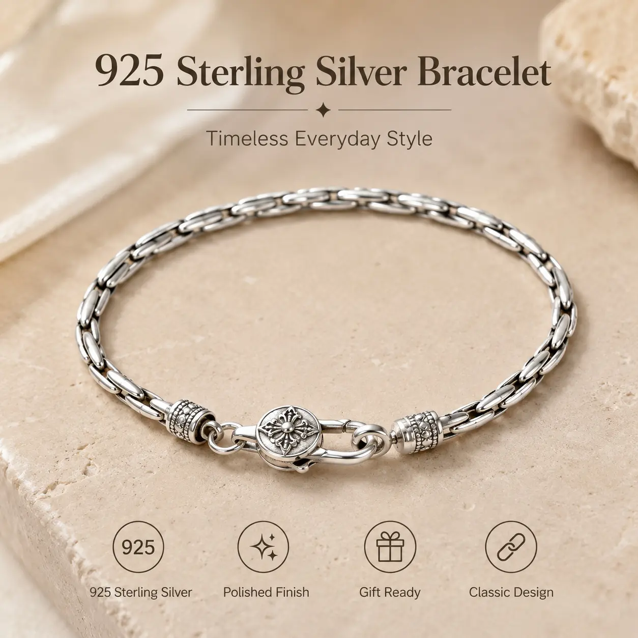 925 sterling silver vintage link bracelet, unisex style, rugged fox tail wheat ear chain, anti-fade, skin-friendly, gift for boyfriend, husband, or close friend, gothic biker punk style jewelry, Y2K grunge aesthetics,
