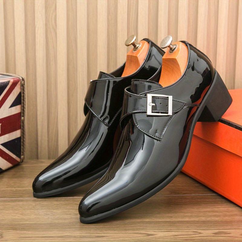 2025 Men's High Heels New British Style Pointed Retro Luxury Black Green, Suitable for 11 Festival Occasions