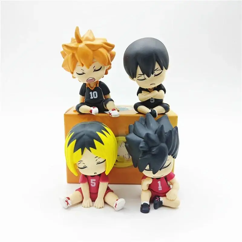 4pcs Anime Haikyuu Figures Bokuto Kotaro Akaashi Keiji Oikawa Tooru Iwaizumi Hajime Action Figures Q Version PVC Model Toys 5cm