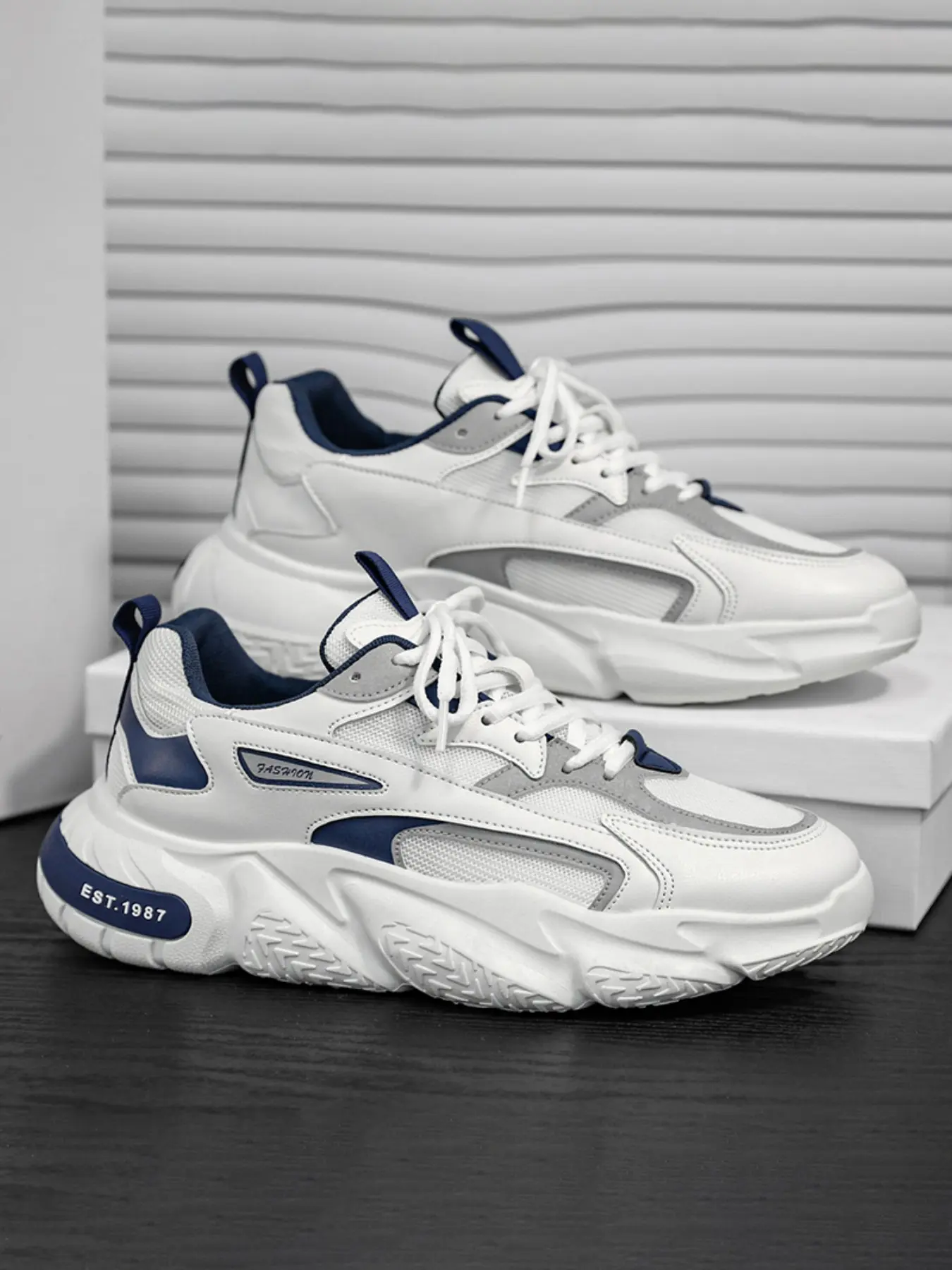Men's Sporty Outdoor Dad Shoes, Colorblock Mesh Design, Breathable Thick Sole, Anti-Slip, Casual Athletic Sneakers, Six Colors Available