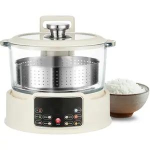 Low Sugar Rice Cooker - Multifunctional Low Carb Rice Cooke r with Auto-Lift Basket, Preset &Timer,  Glass Rice Cooker with Steaming, Boiling and Hotpot in  (White 3L)