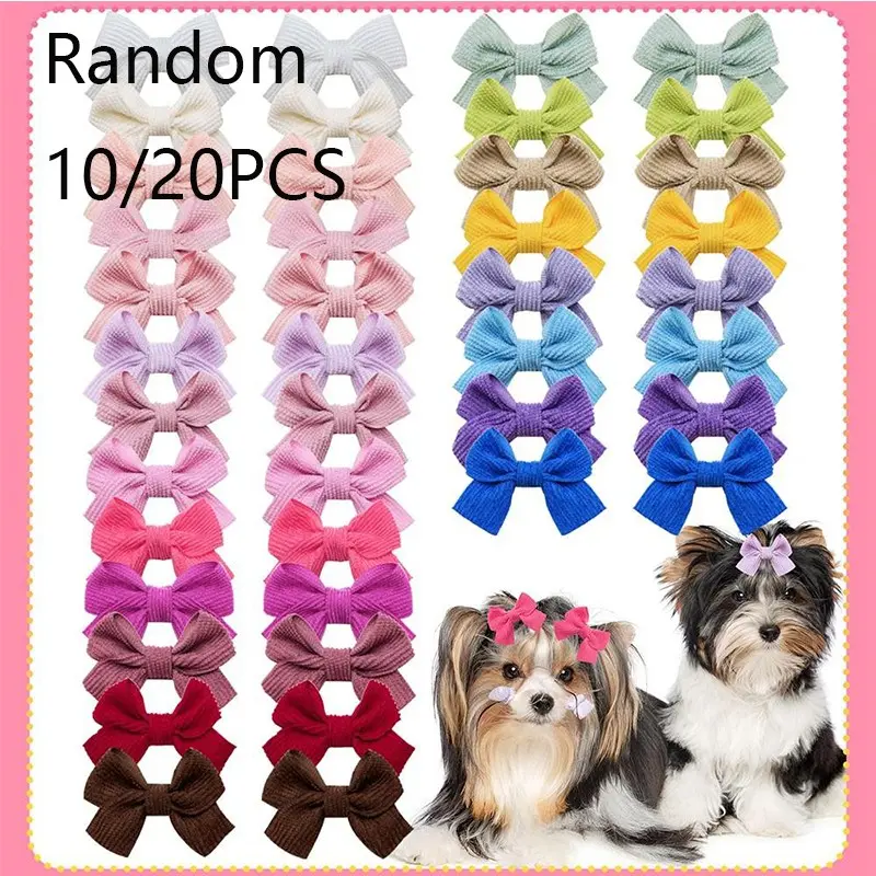 10/20pcs Pet Hair Bows with Clips, Cute Grooming Accessories for Puppy Cat, Multicolor Bows for Yorkie Shih Tzu Maltese