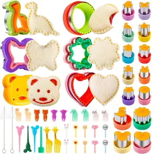 Creative kids bento full mold heart flower animal sandwich cutter mini cookie punch multicolor cartoon fruit picks