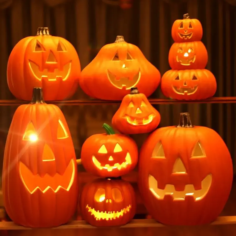 Halloween Pumpkin Lantern Decorative Item, Glowing Large Pumpkin for Storeyard Scene Setup, Halloween Party Event Gift