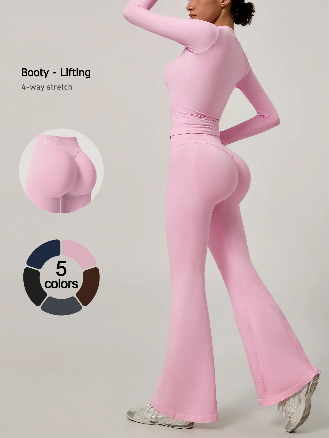 Women's Sporty Two-Piece Set, High Elasticity Quick-Dry Fabric, Breathable Sweat-Wicking, Fitted Waist, Above Ankle Length, All Seasons, Yoga Sportswear Set