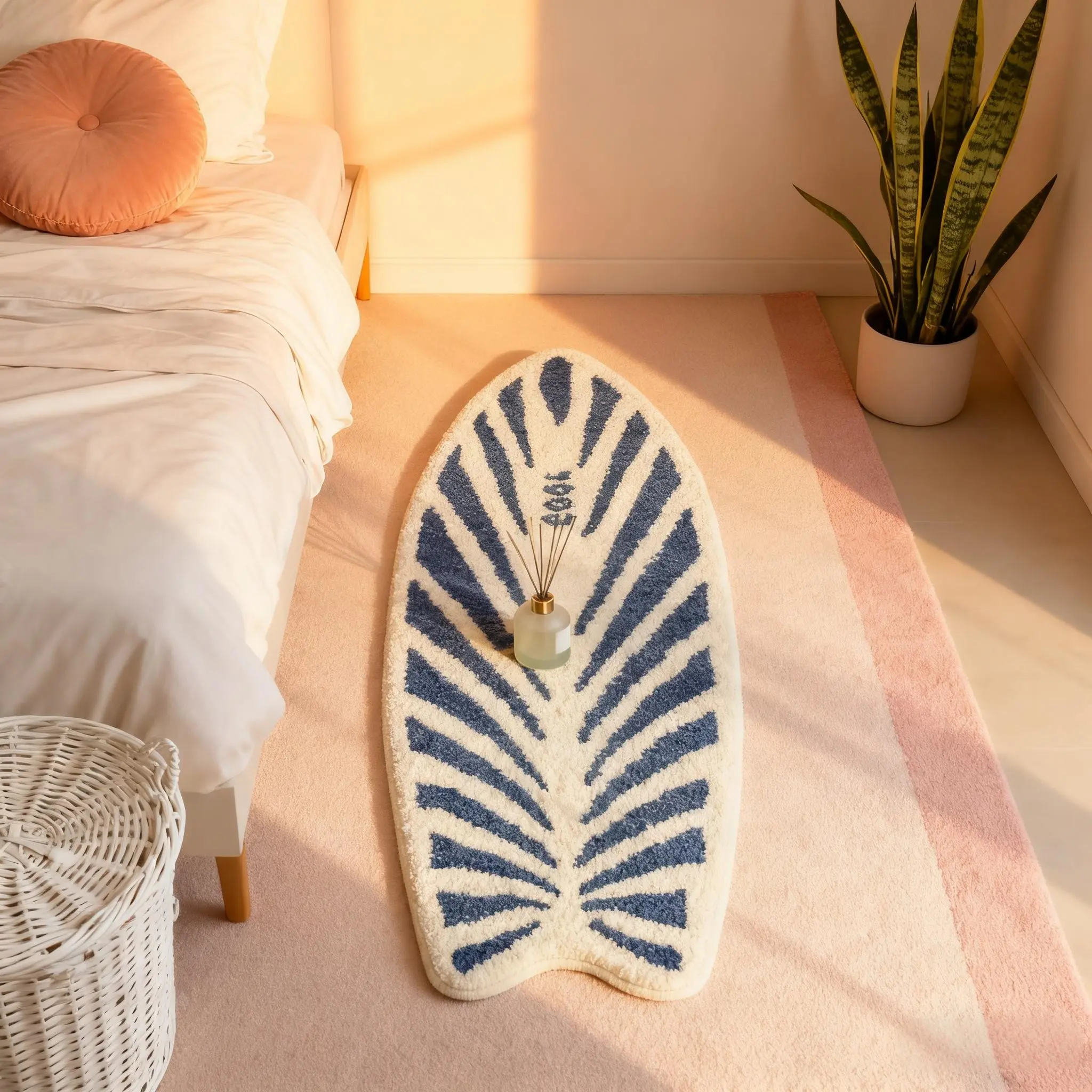 Tropical Rug, Surfboard Theme Area Rug, Non-Slip Bathroom Mat, Polyester Rug, Decorative Rug, Room Decor Carpet with Anti-Slip Backing, Non Slip Rugs, Striped Design