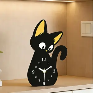 One-piece set, creative cartoon cat desktop clock, fresh and cute home decoration, silent wall clock with no ticking sound. Suitable for living rooms, bedrooms, kitchens, offices, and pet shops. Housewarming gift, birthday present.