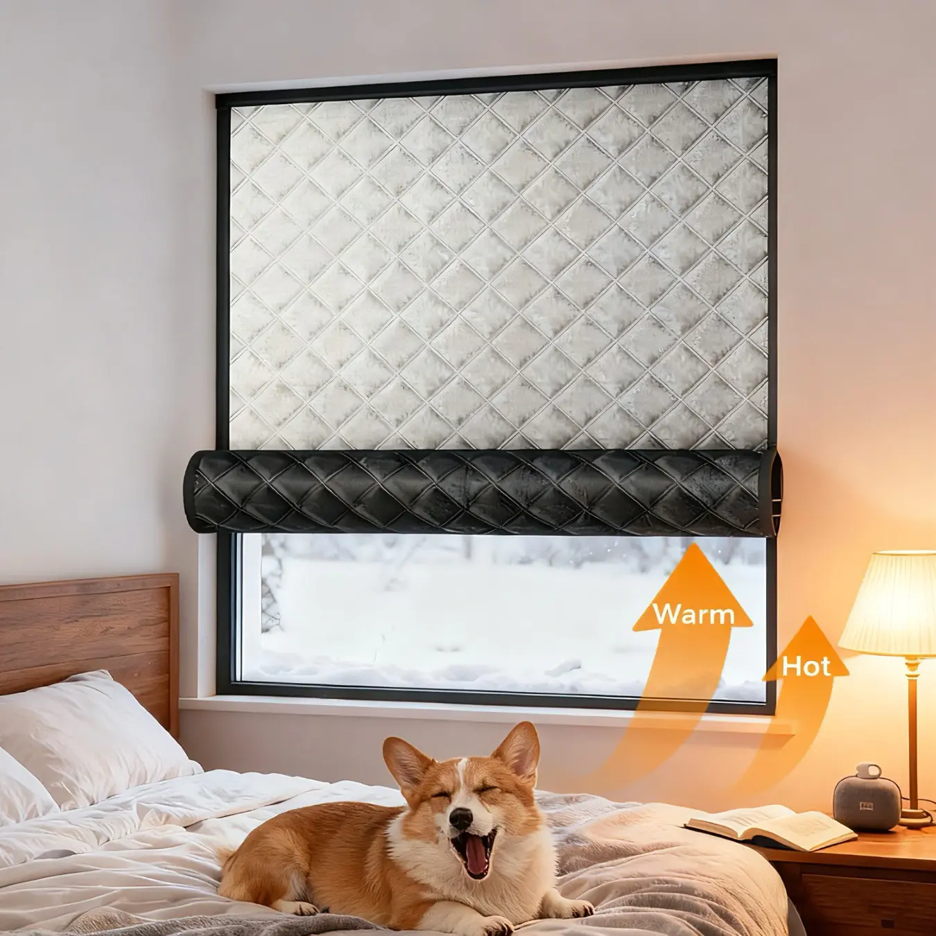 Waterproof Blackout Curtain Windproof Soundproof Thermal Insulated No-Drill Hanging Door Window Curtain for Bedroom Living Room Office Patio All Season Window Drapes