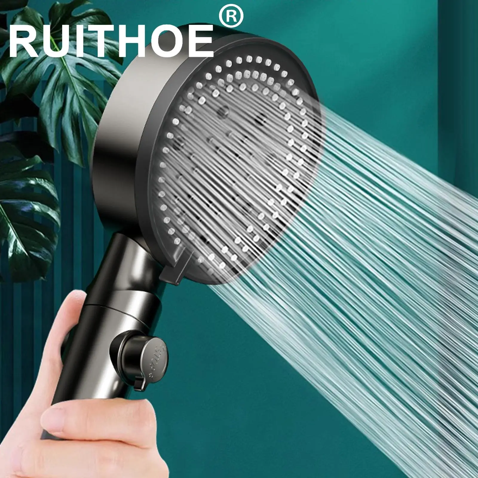 10 Modes Bathroom Shower Head Handheld High-Pressure Water Saver Showerhead Portable Black Rainfall Massage Shower Nozzl