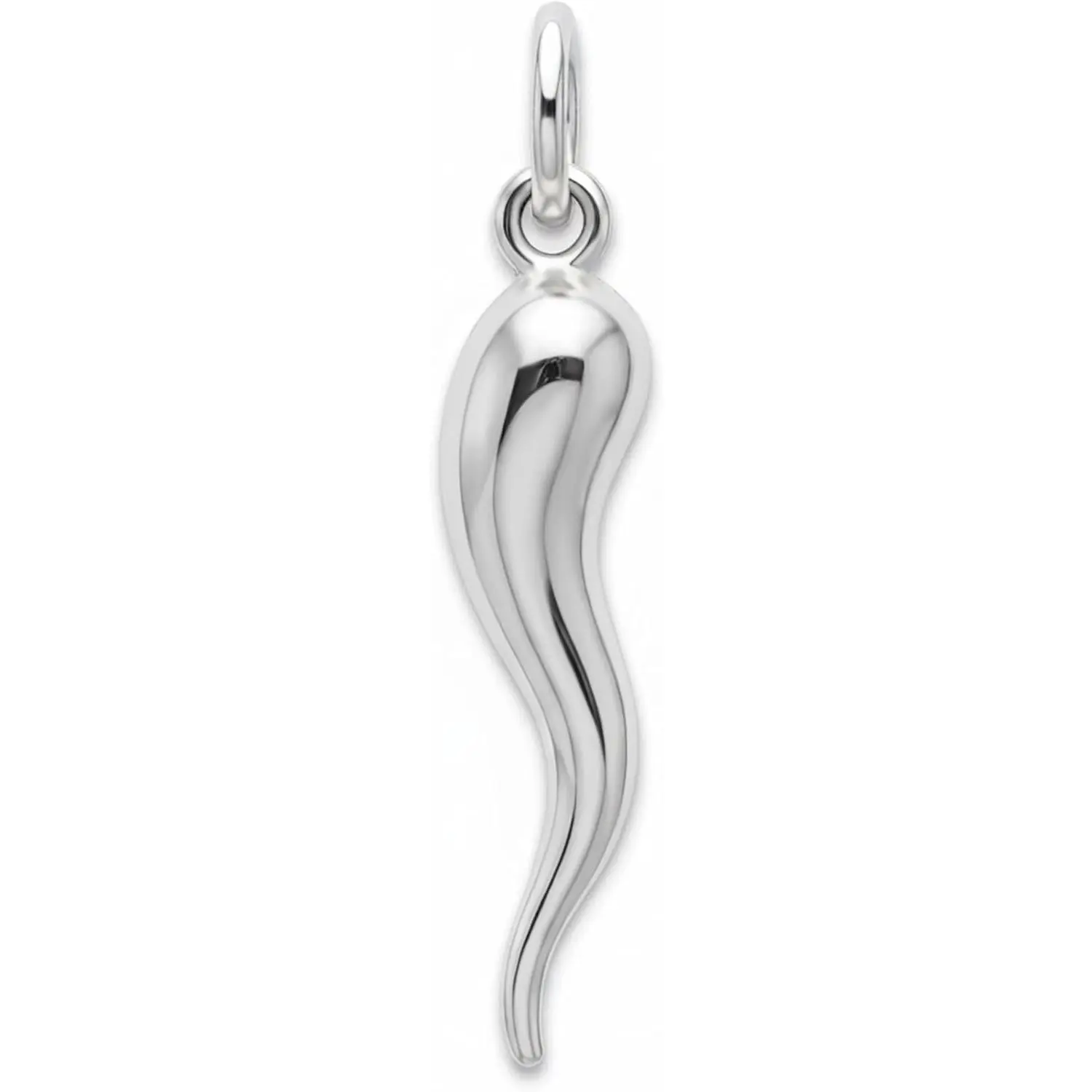 Italian Horn 3D Cornicello Charm Pendant Gold Plated 925 Sterling Silver Dangle Good Luck Charm