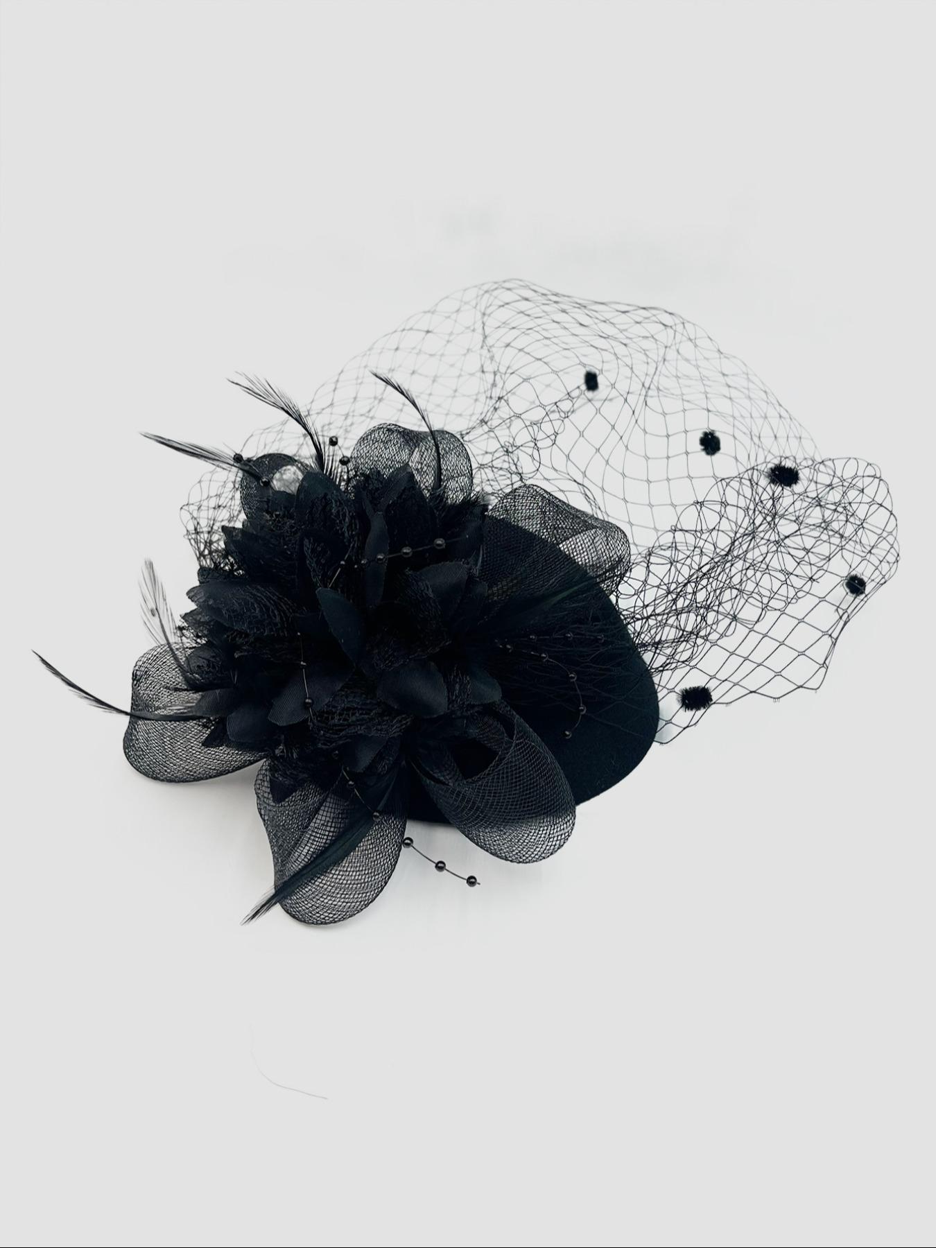 Mesh Floral Decor Fascinators Hat, Elegant Contrast Lace Hat for Wedding Cocktail, Fashion Accessories for Party, Daily Clothing Decor
