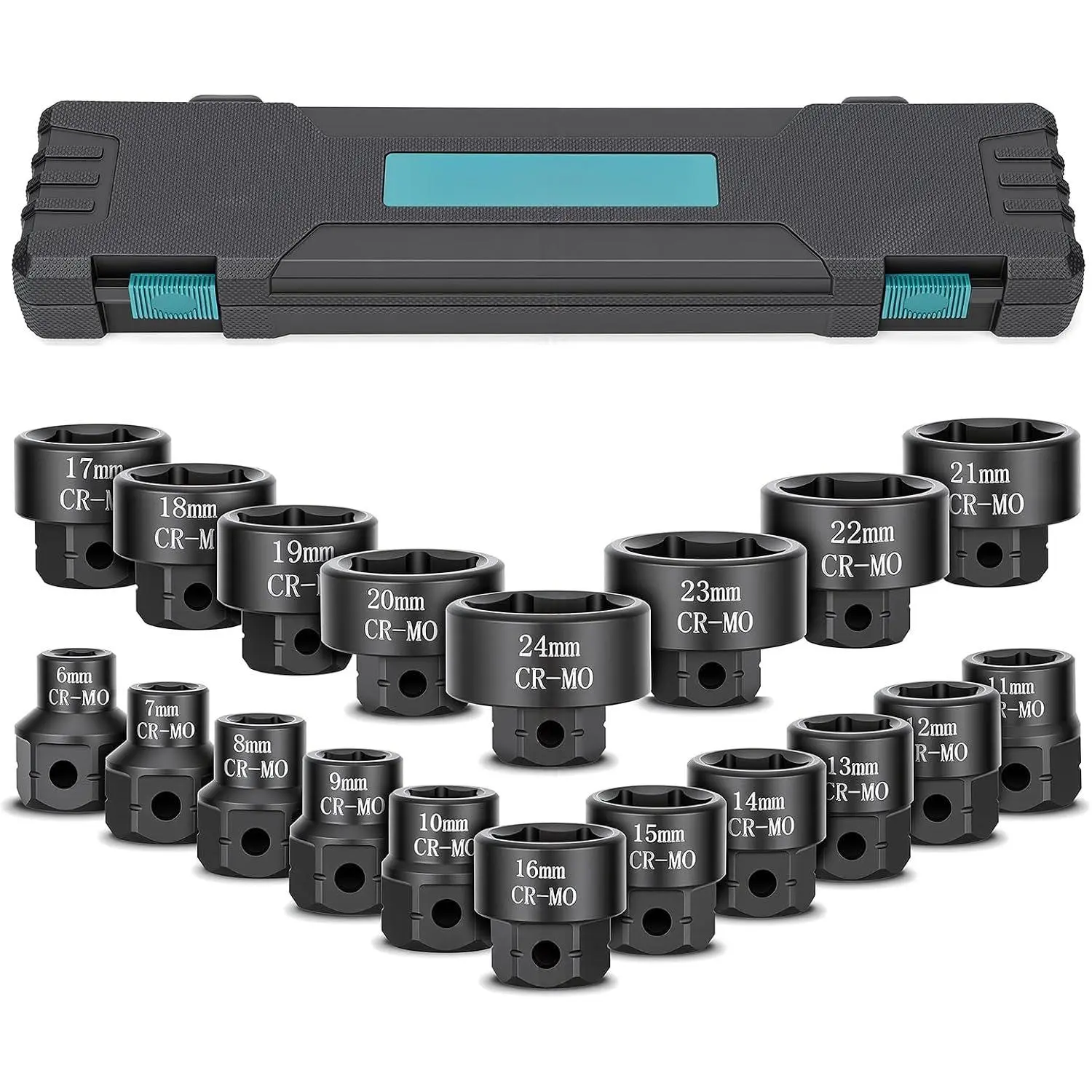 19- 3/8" Drive Low Profile Nano  Socket Set, 6-24mm, Metric