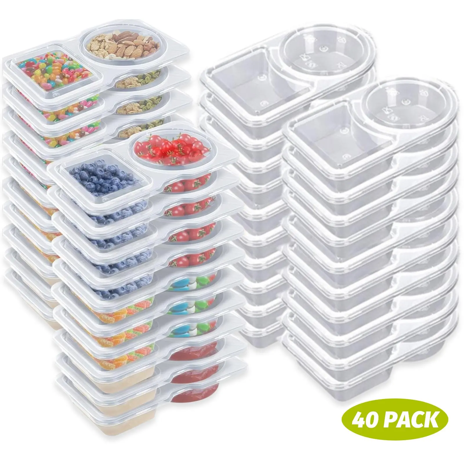 Reusable Snack Containers with Lids: Snack Containers20Pcs - Snackle Box Container Portion Control - SnackPack Containers - Double Compartment Snack Containers Ifor On the Go - Travel Essentials
