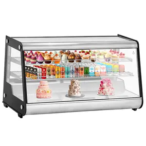 8.1 Cu.Ft Commercial Countertop Refrigerated Display Case – Glass Door, 2-Tier Adjustable Shelves, LED Lighting, Air-Cooled, Auto Defrost – For Bakery, Café, Restaurant