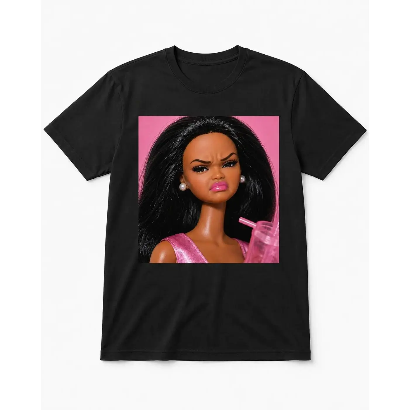Angry Disgusted Black Doll Face Meme T-Shirt, Funny Reaction Meme Graphic Tee, Sarcastic Doll Face Shirt, Viral Unisex Cotton Tee