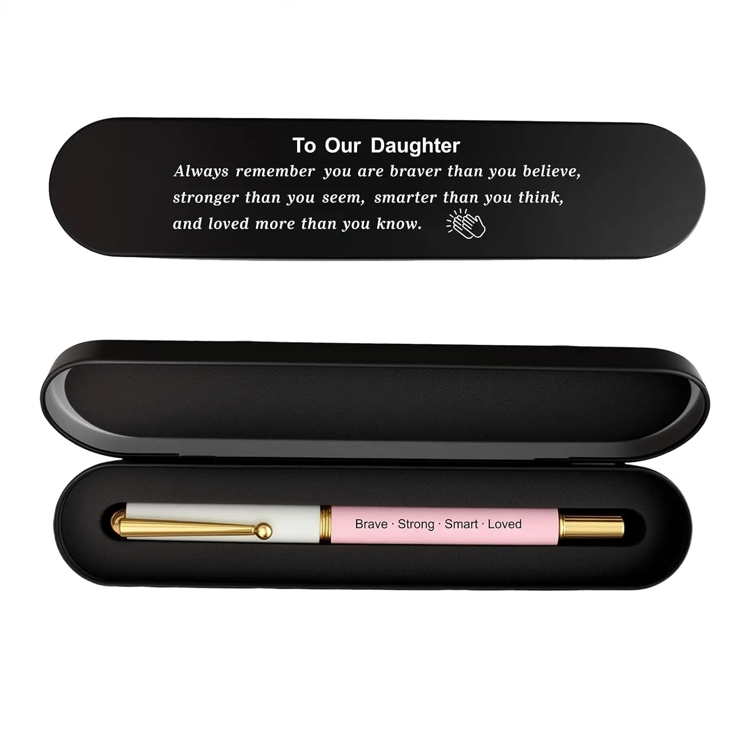 To Our Daughter , Engraved Pen with Encouraging Quote Box, Inspirational Graduation Birthday  for Daughter, Black Gel Ink Pen
