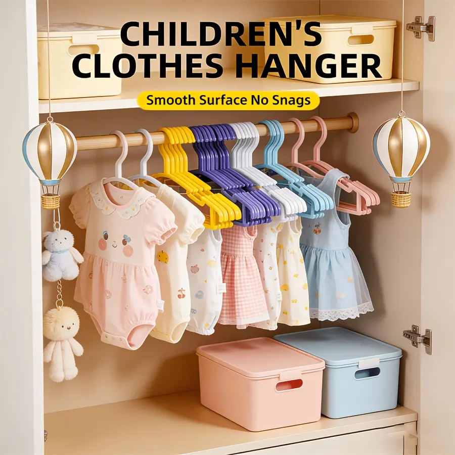 40Pcs Kids Plastic Clothes Hangers, Mini Non Slip Groove Toddler Garment Hangers, Infant Newborn Clothing Storage Hanging Rack, Multi-Purpose Hangers for Shirts, Pants, Jackets, Boys & Girls Wardrobe Daily Organizer