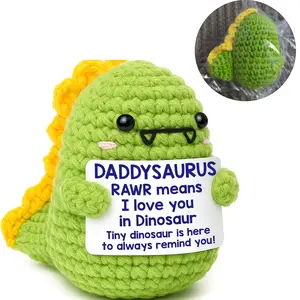 Mini Dad Gifts for Daddy from Daughter Son Wife I Love You Dad Handmade Crochet Father's Day Dinosaur Teddy Bear Amigurumi Gift for Daddy New Bonus Step Dads Father in Law Father Day Birthday Ideas