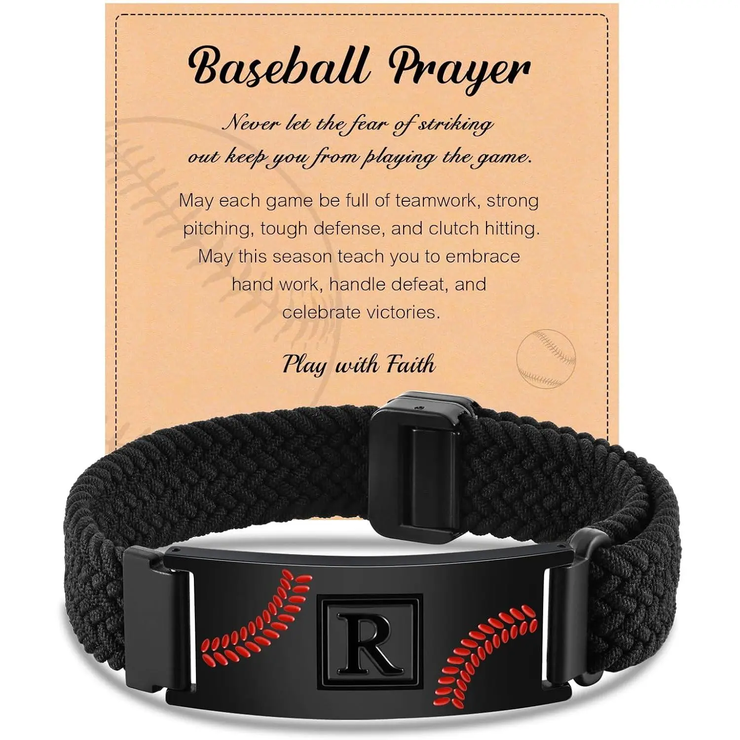 Baseball Initial Bracelets for Boys Men - Adjustable Elastic Stretch Strap Letter Bracelet Personalized Baseball Charm Bracelets for Teen Inspirational  Gifts Idea for Players Team Lovers Boys