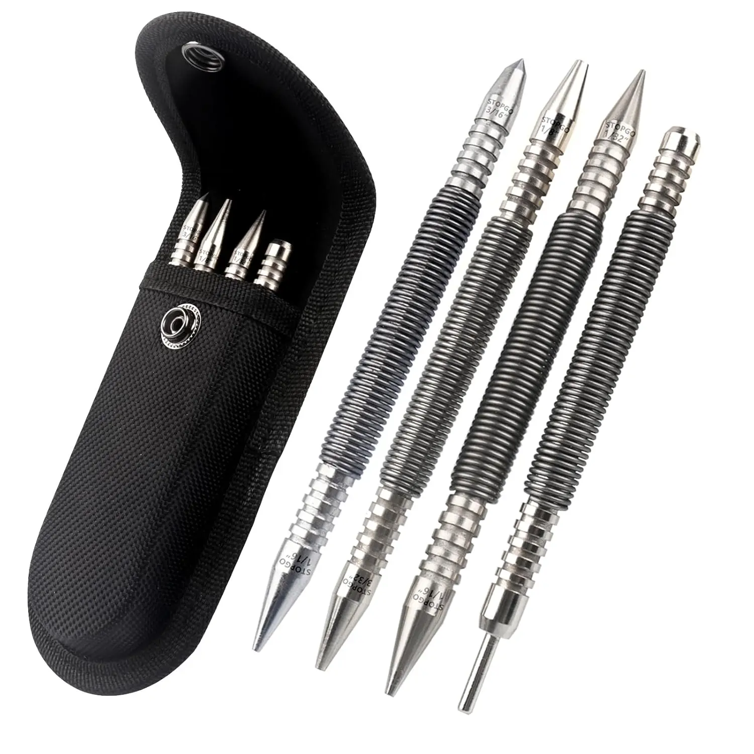 Nail Set with Size Marked,Center,4pcs Dual Head Nail Setter,Hammerless Door Hinge Pin Removal Tool1/8-in, 3/32-in, 3/16-in, 1/16-in, 1/32-in, 1/8-in