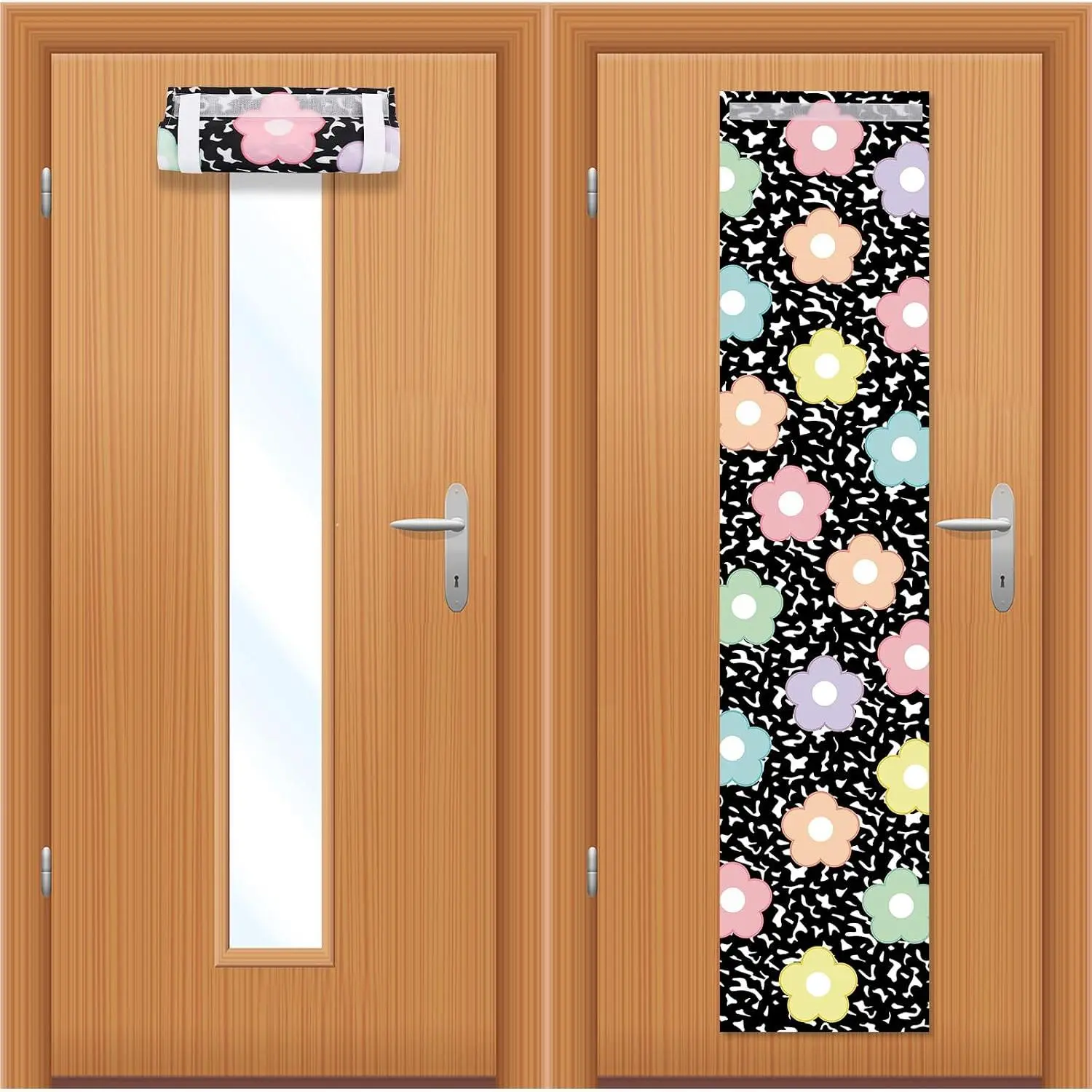2-Pack Durable Synthetic Modern Pastel Flower Print Blackout Privacy Curtains - Indoor Curtain for Windows, Blackout Shade, Cold Wash, Teacher Classroom Decor, Nap Areas Cover