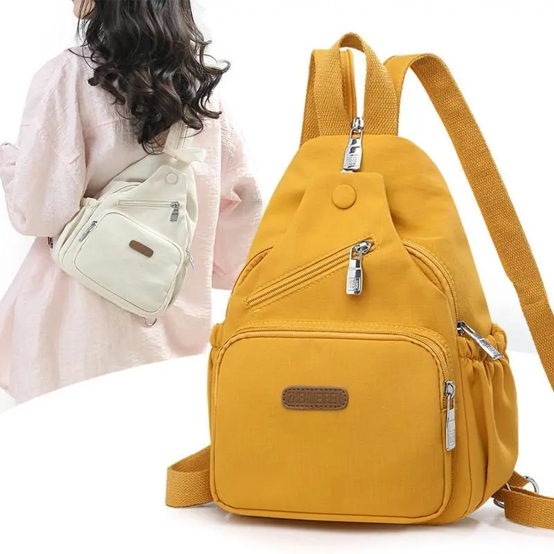 Women's Waterproof Nylon Chest Bag, Fashionable Crossbody Sling Backpack, Lightweight Pocket Travel Shoulder Bag for Daily Use