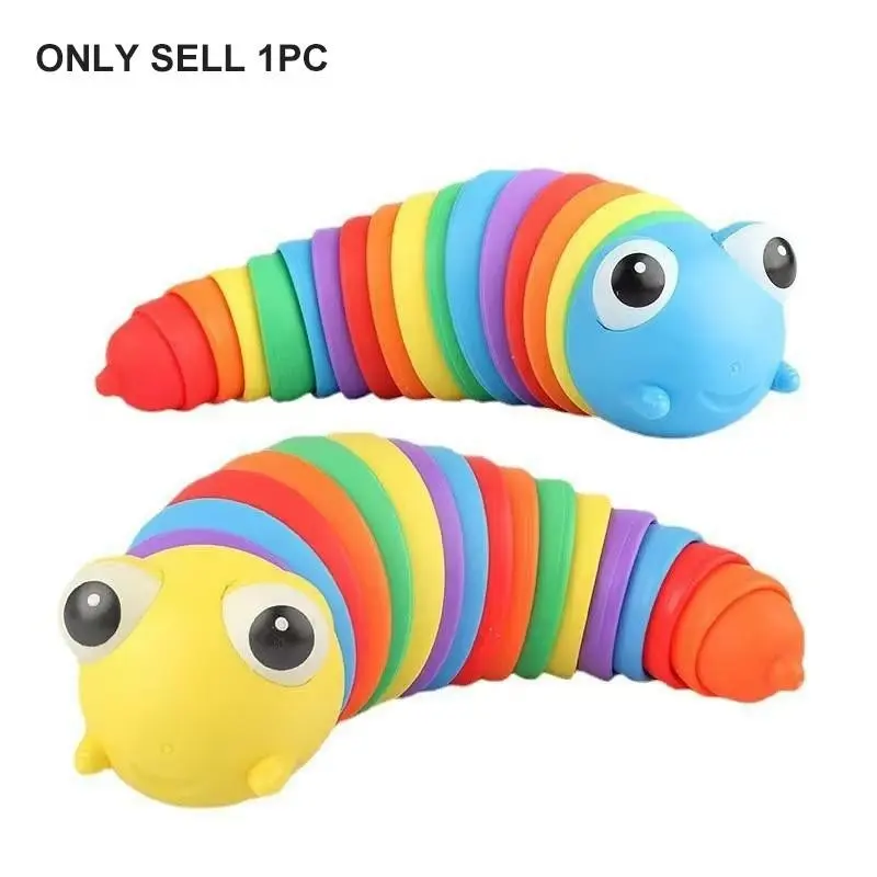 Realistic Caterpillar Stress Relief Toy, Rainbow Slime Worm Educational Desk Toy, Desktop Snail Pressure Release Tool, 1 Piece Set, Fidget Squeeze
